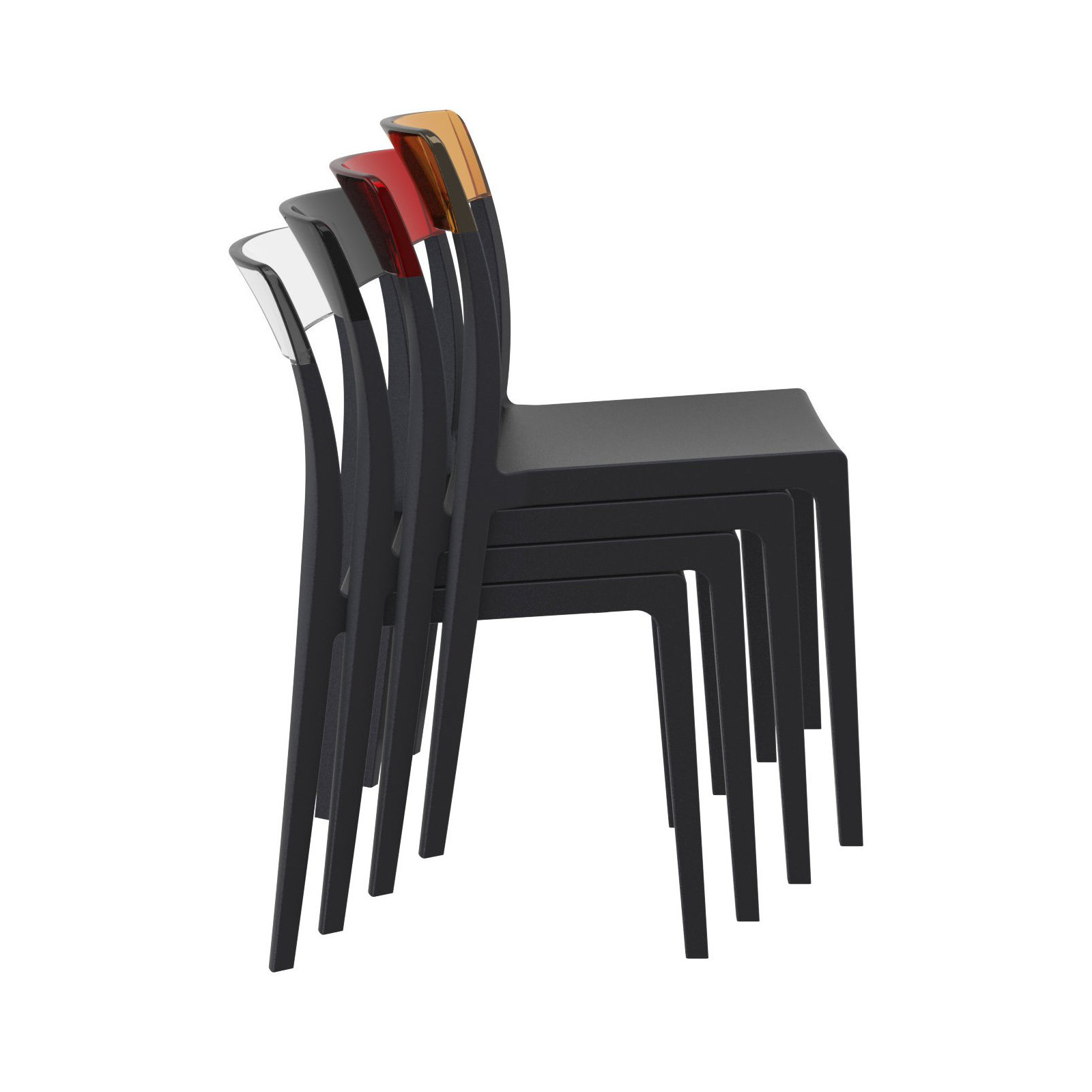Kliebert Stacking Patio Dining Side Chair, Black/Transparent Amber