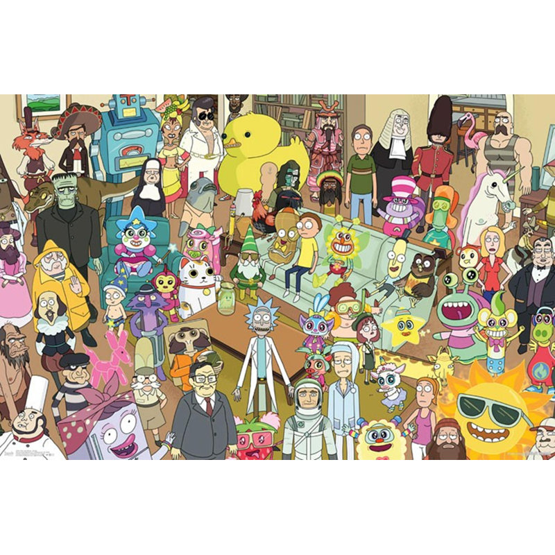 Rick et Morty - Impression sur papier, Toile tendue, H 22,25 po x l 34 po x P 0,05 po