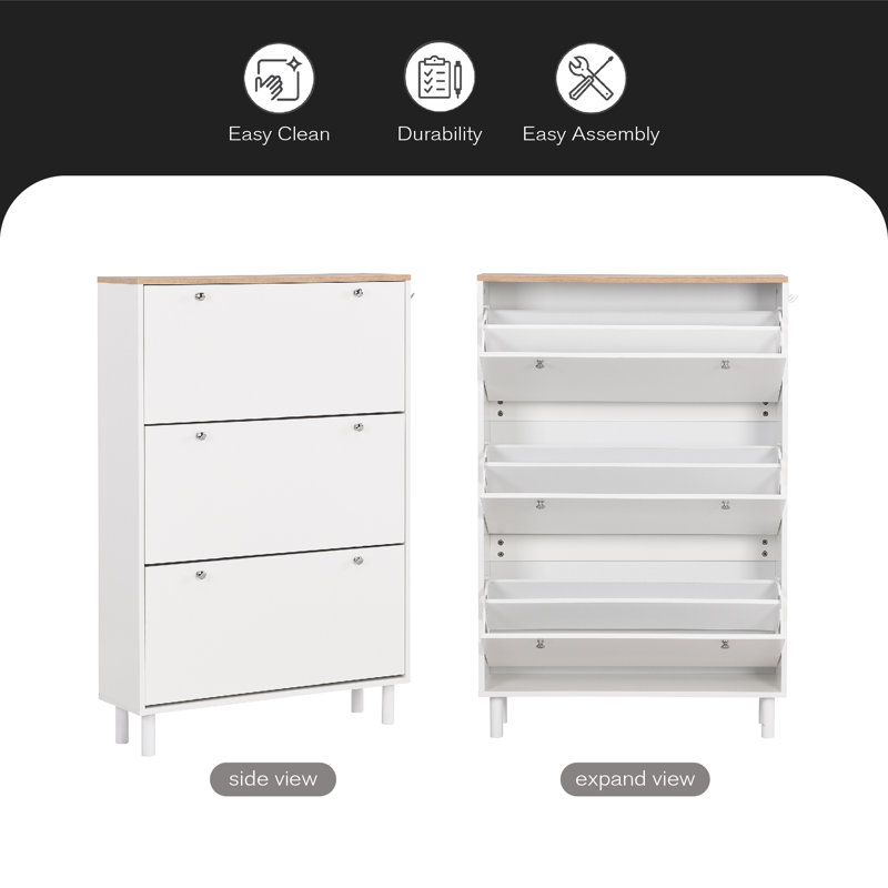 24 Pair Shoe Storage Cabinet, White