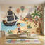 Papier peint pirate tropical, paysage de plage, livre de contes, illustration, décoration murale amovible-1287623498-1287623479