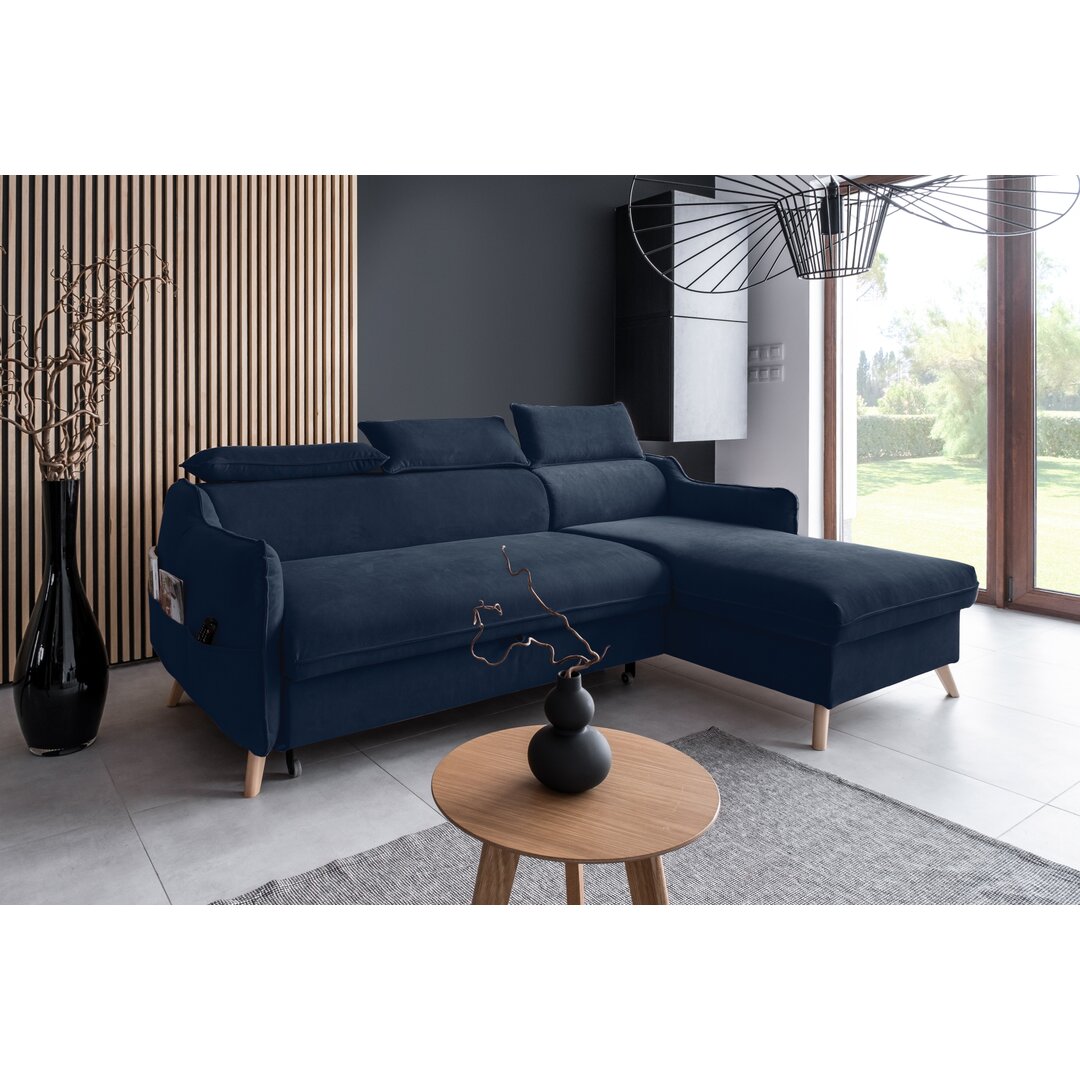 Ecksofa Henry aus Samt mit Bettfunktion