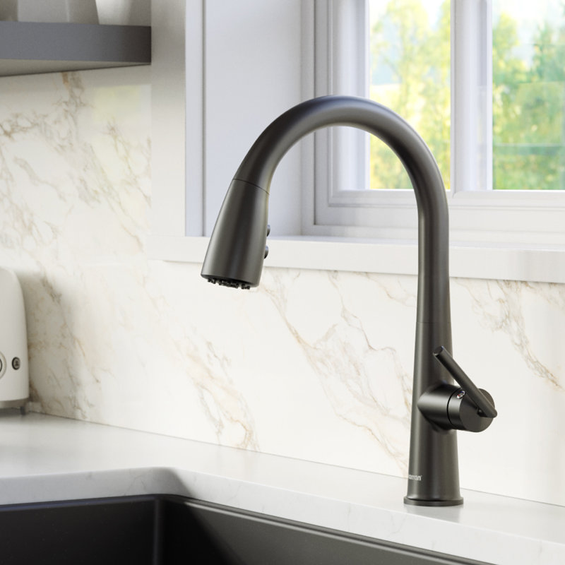 Karran Kentland Single Handle Pull Down Sprayer Kitchen Faucet, Matte Black