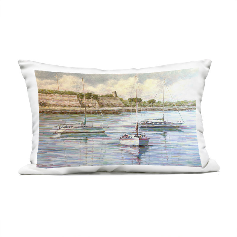 Coussin d'extérieur imprimé «Sailing the Cooper River», design par Linda Sperruche