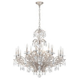 Filigrae 18 Light 39in x 38in Chandelier in Antique Silver with Clear Heritage Handcut Crystals