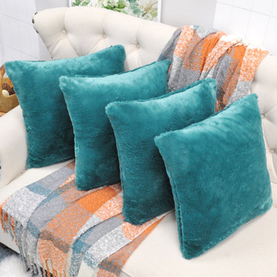 Housse de coussin réversible en fausse fourrure