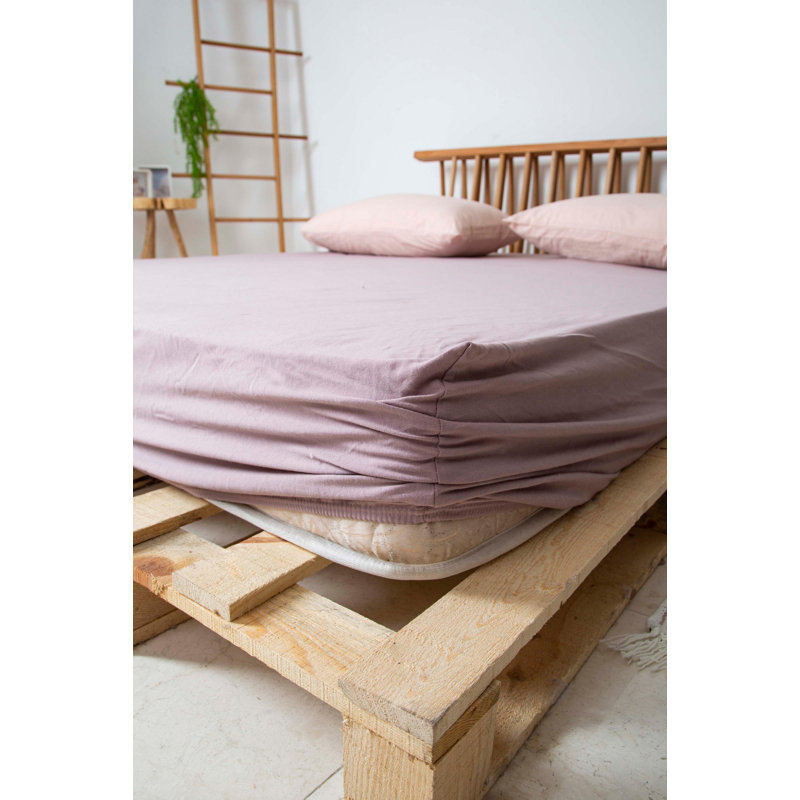 Drap-housse 100% coton 144 fils Helfried, Lilas