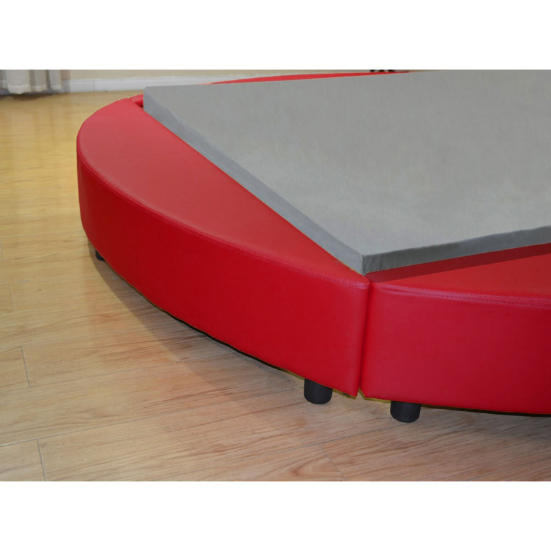 Lit plateforme en tapissier Lura, Rouge, Grand