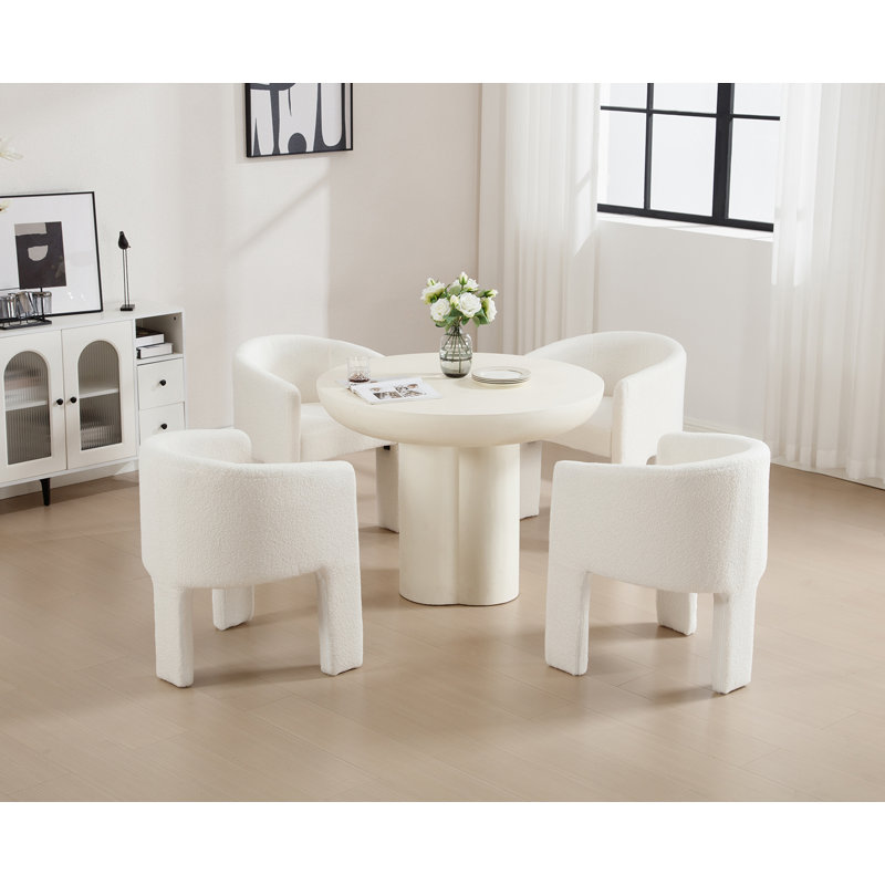 Chaise de baril moderne avec pieds en bois massif, chaise rembourrée avec accoudoirs, chaise d'appoint confortable pour le salon / salle à manger