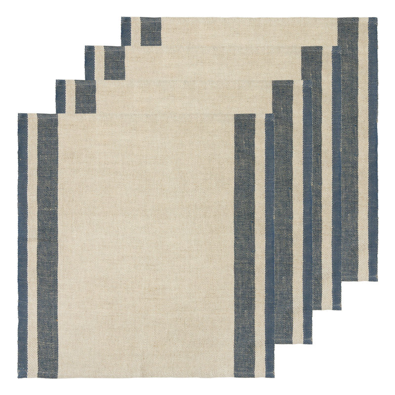 Gordes Napkins - Red/Natural - 20" x 20" - Set of 4, Blue/Natural