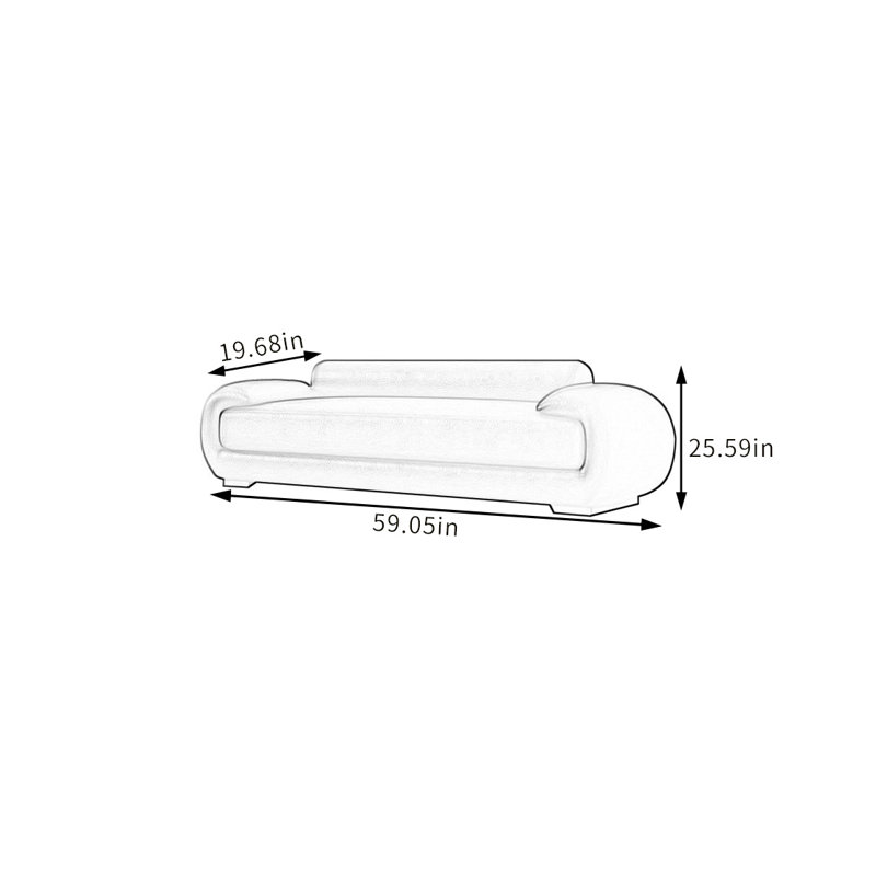 Banc rembourré Classic Fashion, Blanc cassé, H 25,59 po x l 59,05 po x P 19,68 po