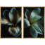 Feuilles tropicales, ensemble de 2 reproductions d'art encadrées sur toile-118759372-118759369