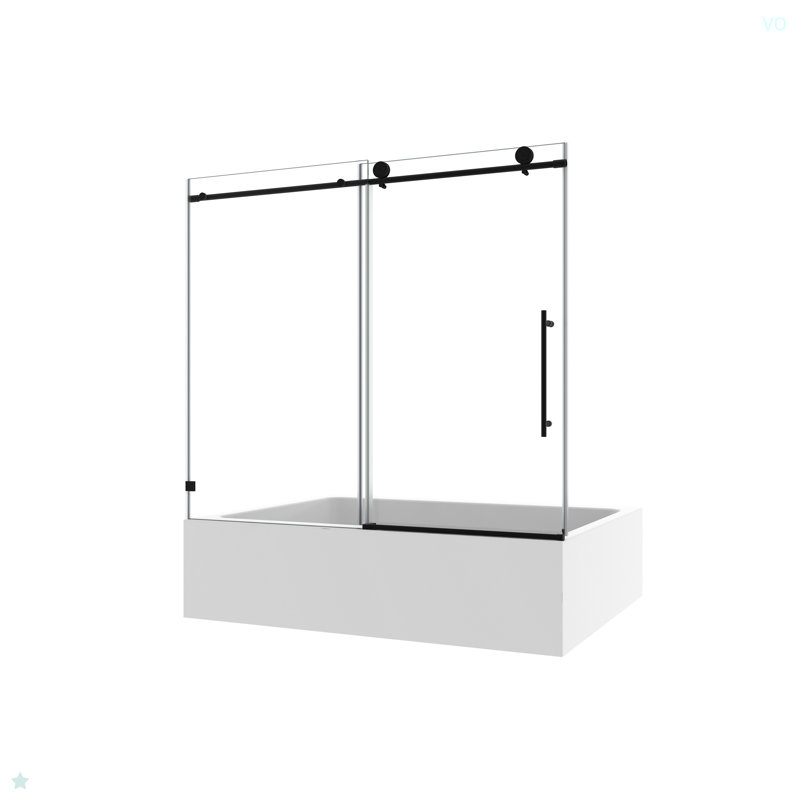 Une porte de douche fixe et une porte décalée sans cadre 6063, grandes poulies en acier inoxydable 304 de 70 mm avec fonction de fermeture en douceur réglable, avec nettoyage facile à utiliser et protection anti-déflagrante