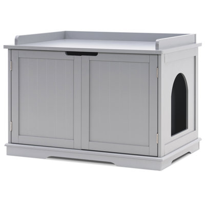 Wooden Cat Washroom Bench, Wood Cat Litter Box Enclosure, Kitty House Cabinet