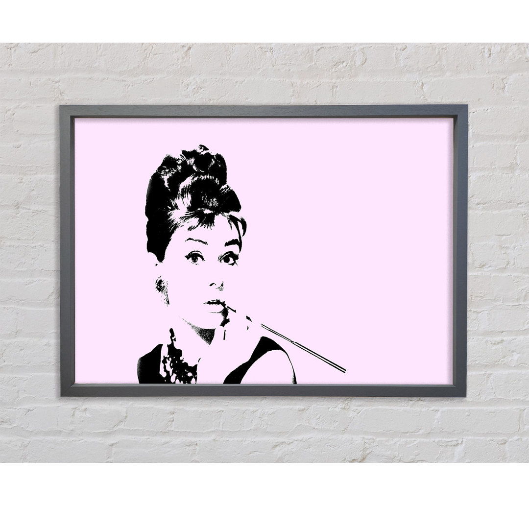 Audrey Hepburn Zigaretten-Pose Rosa - Druck