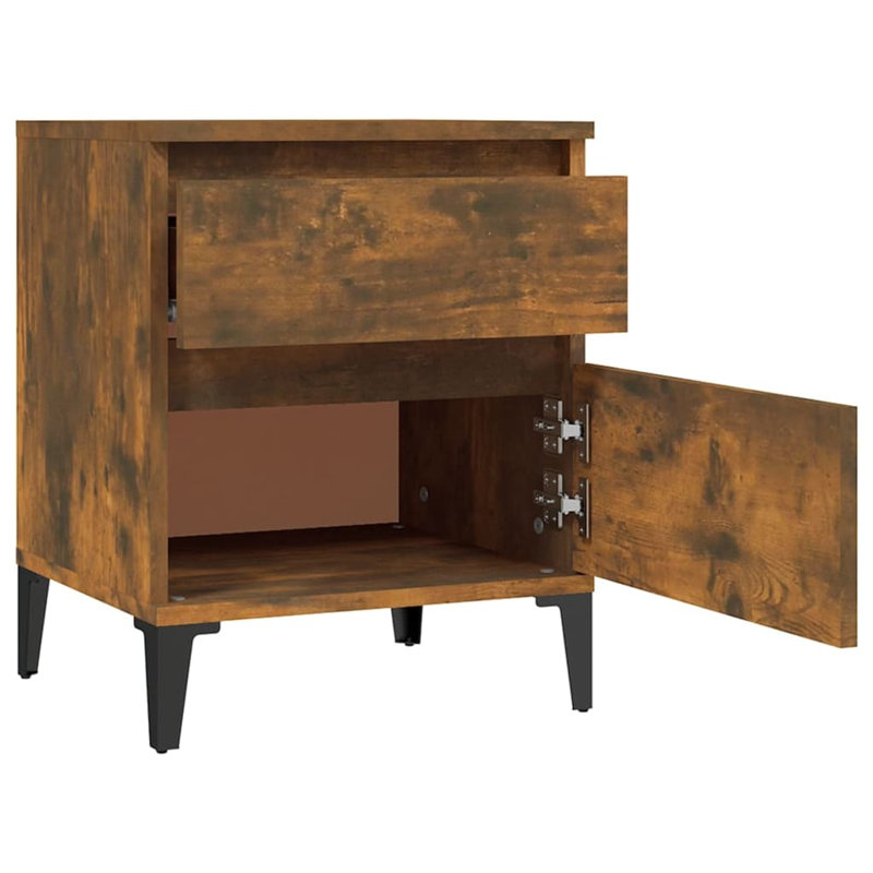 Duflos 40cm W Manufactured Wood Bedside Table, Smoked Oak, Individual