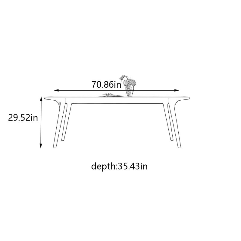 Cream wind rock slab rectangular dining table, 29.52"H x 70.86"L x 35.43"W