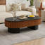 Table basse ovale en bois massif avec plateau amovible et rangement caché, parfaite pour le salon, le bureau ou le bureau-129438463