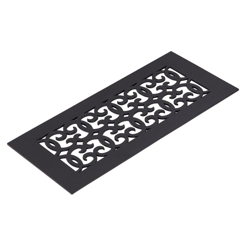 Grille d'aération Reggio Registral Versailles sans trous de fixation et rebord inférieur, Noir, 4 po x 12 po