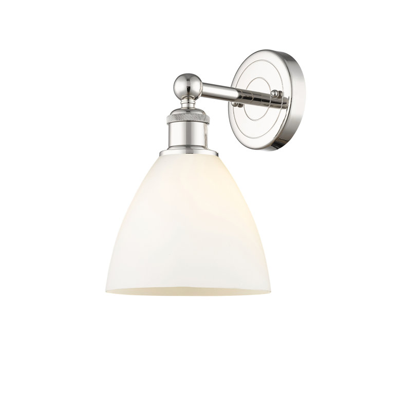 Carmichaels Armed Sconce, Matte White, Polished Nickel