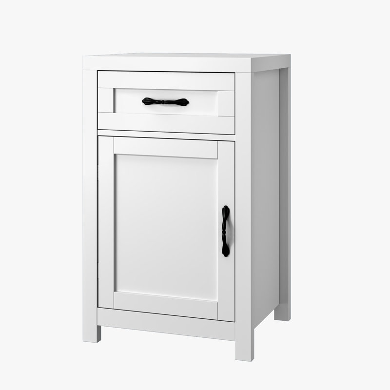 Table de chevet avec tiroir, Blanc