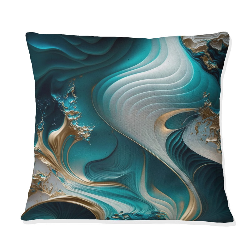 Abstract Geode Turquoise II - Abstract Marble Printed Throw Pillow