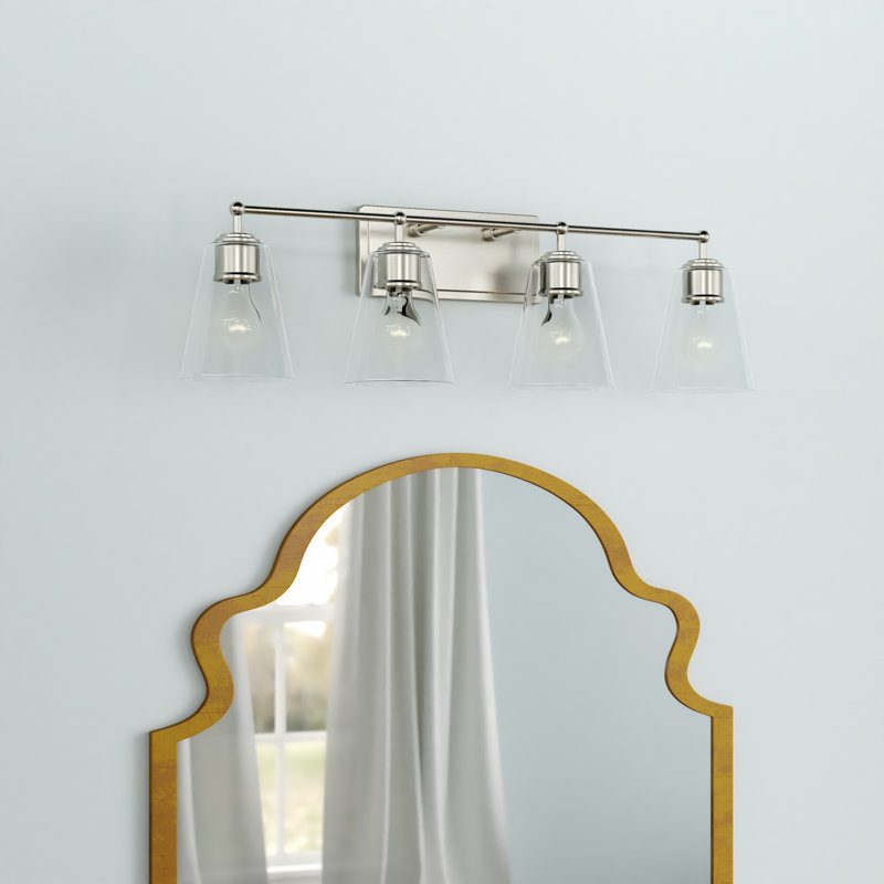 Lumière de meuble-lavabo à intensité variable, Nickel brossé, Clear Glass, 3
