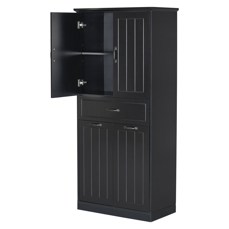 Armoire de rangement pour salle de bain - Noir avec 2 appareils de lessive et basculement peint, Noir