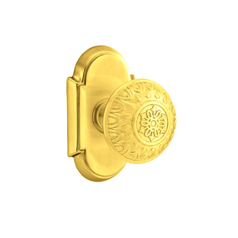 Privacy Lancaster Knob with # 8 Rose, Bright Brass