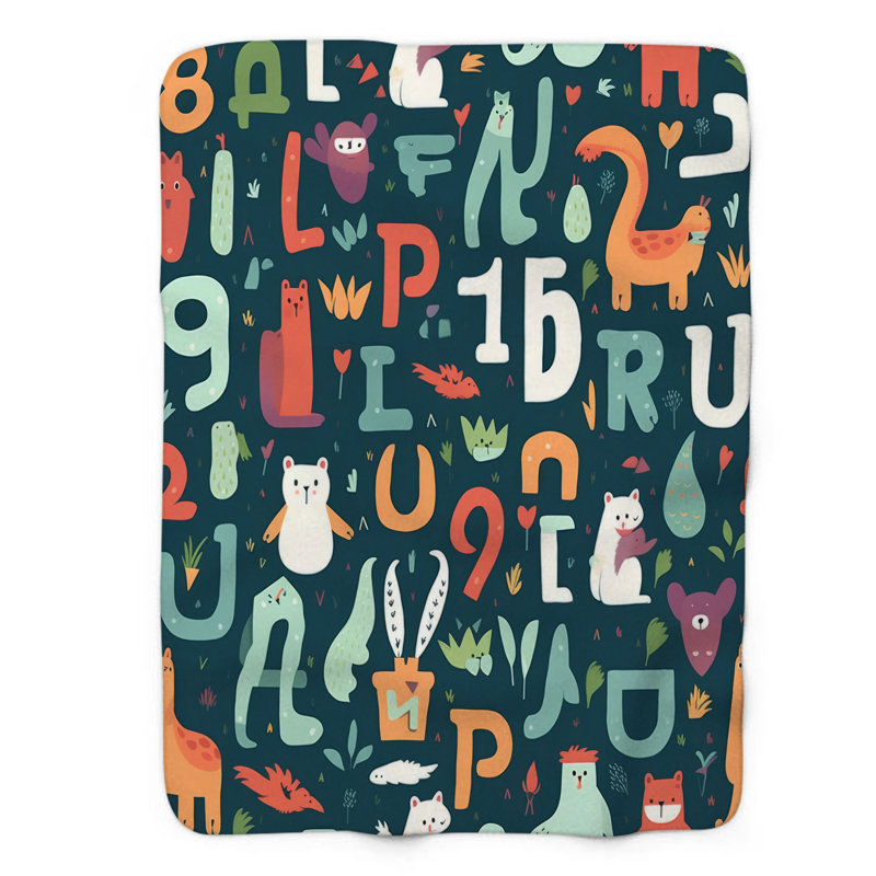 Lettres numériques - couverture sherpa de qualité supérieure 1 pièce, Lit simple
