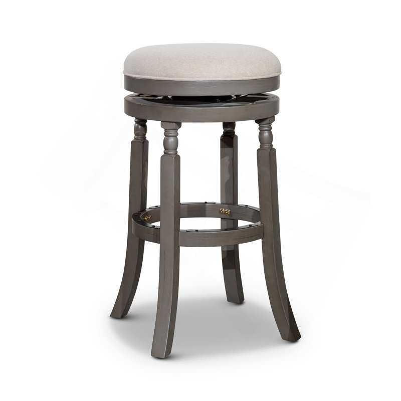Tabouret 30 ", patiné, assise en tissu, Siège beige / structure grise