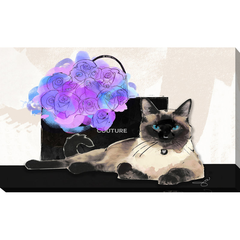 « couture kitty », reproduction d’art sur toile tendue, H 18 po x l 30 po, Toile tendue
