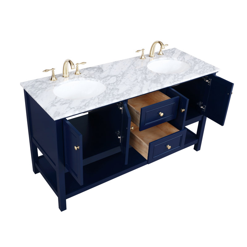 Ensemble de meuble-lavabo double 60 po Bonsai, Bleu