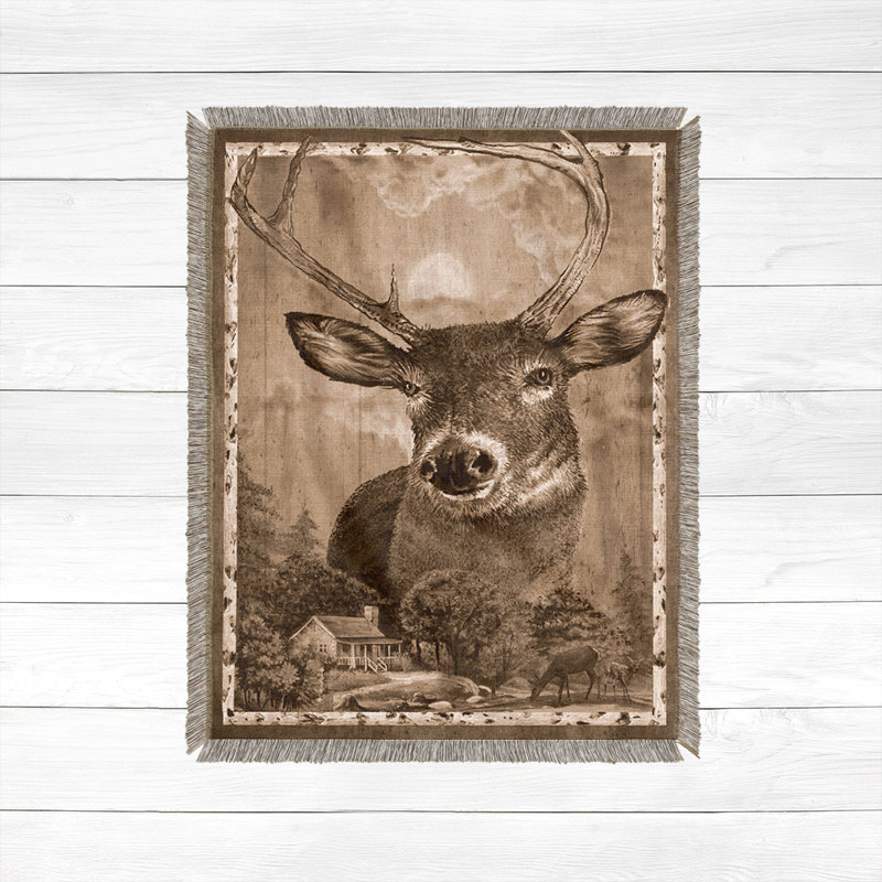 Jeté tissé Black Bear Family, 60 po x 80 po, Deer Country