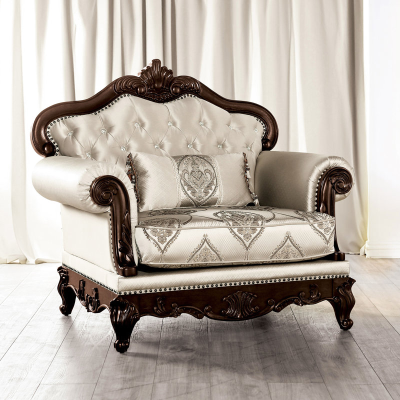 Fauteuil capitonné l 48,5 po Barbato, Polyester beige