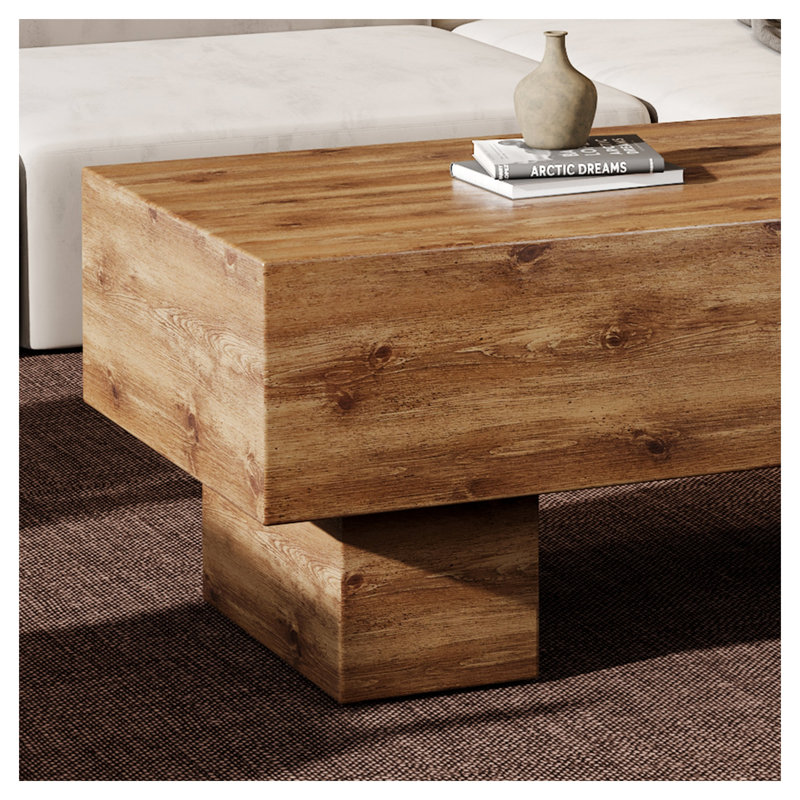 Table basse rectangulaire moderne en bois - Centre de table rustique en panneau de fibres à densité moyenne