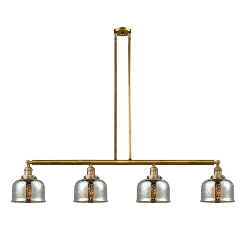 Luminaire suspendu linéaire à 4 lumières pour îlot de cuisine Lemire, Argent mercuré plaqué, Chrome poli