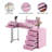 Manicure Nail Table For Nail Tech With Visible Display Desktop, Nail Workstation With Dust Collector, Wrist Cushion And 4 Large Drawers, Pink