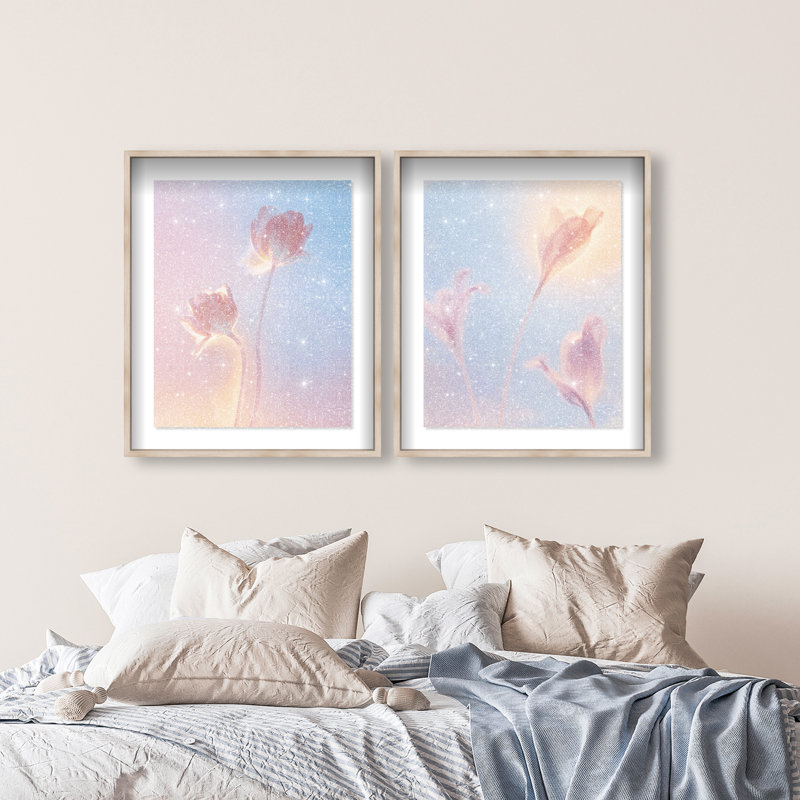 Iridescent Spring Set Shadowbox Floral & Botanical Print by Oliver Gal, Black Frame, 16 x 20, 31.5"H x 37.5"W