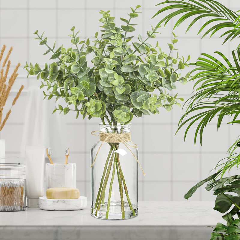 Artificial Eucalyptus Stems In Glass Vase