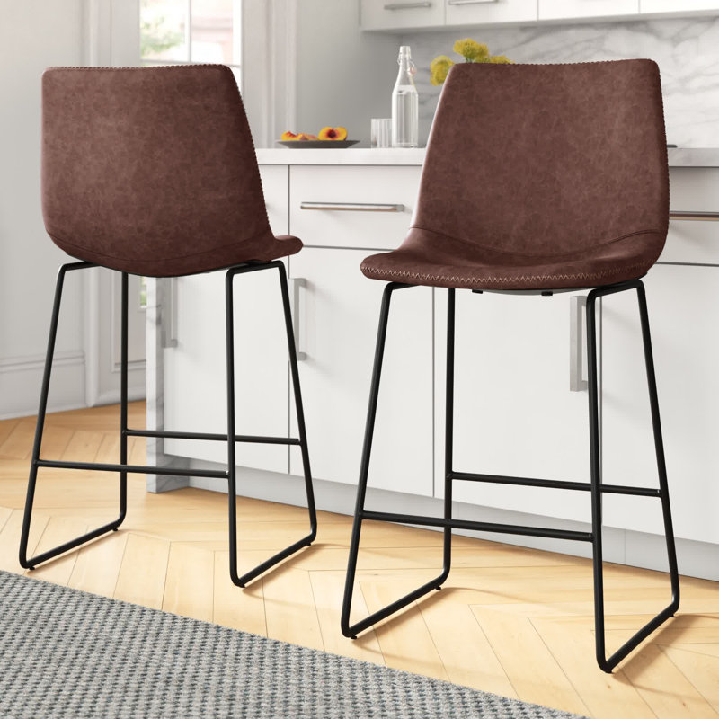 Raynham Bar & Counter Stool - Brown, Antique Brown Faux Leather, Counter Stool (26" Seat Height)
