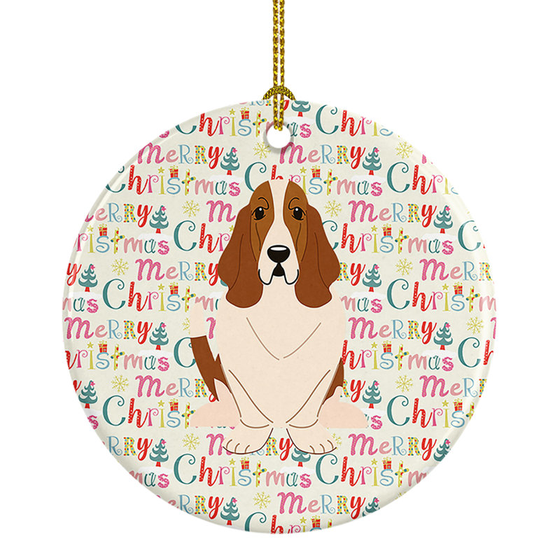 Ornement suspendu Merry Christmas Basset Hound