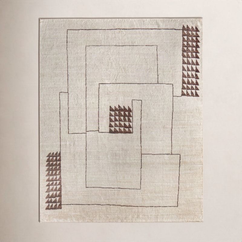 Agape Modern Abstract Ivory Area Rug, Rectangle 7'9" x 9'9"