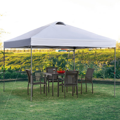 Auvent d'abri de soleil 10 x 10, avec hauteur réglable, extérieur, jardin, patio, tente blanche 10 x 10, 3 niveaux pour