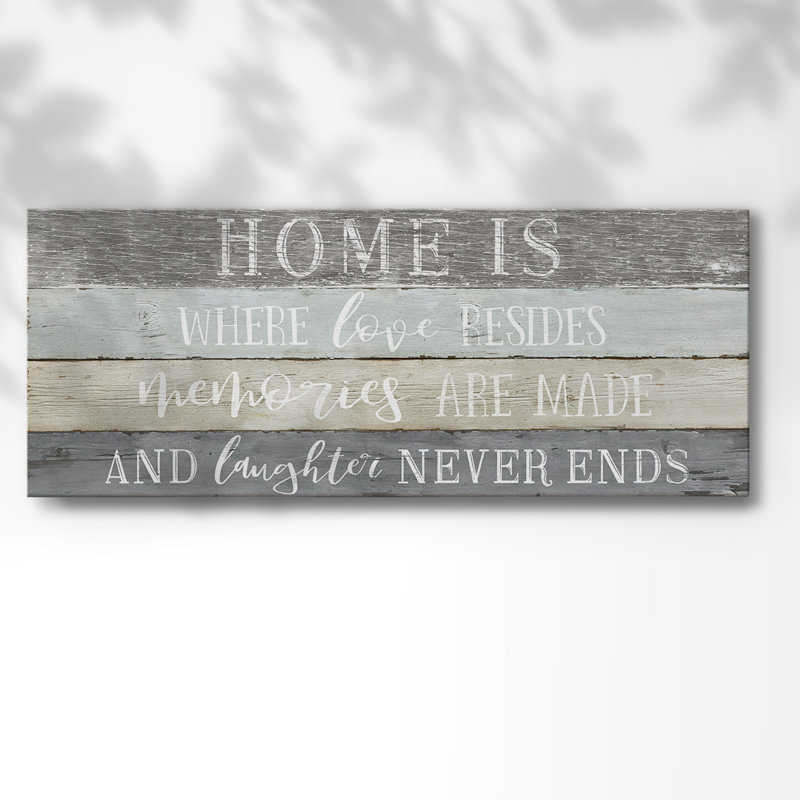 Art textuel «Home is where on» sur toile, H 20 po x l 50 po x P 1,5 po