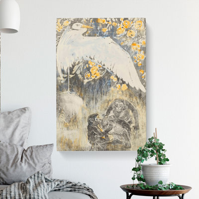Heron With Three Monkeys by Theo Van Hoytema - Wrapped Canvas