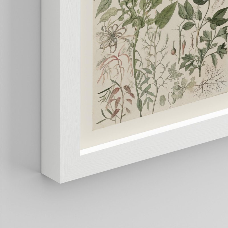 Feuilles vertes, impression sur papier 4 pièces, Blanc, H 10 po x l 8 po