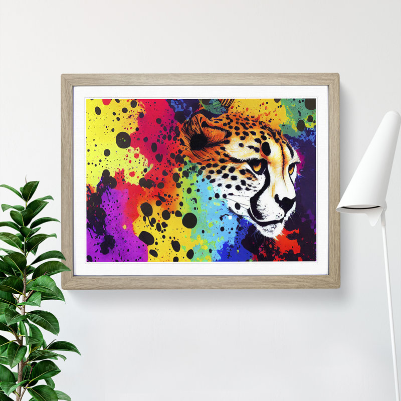 Cheetah Splash Vol.2 Abstract - Single Picture Frame Print, 25cm H x 34cm W x 2cm D, Oak