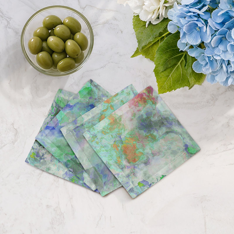 Impressionism Cotton Sateen Cocktail Napkins, Spring Hyacinth