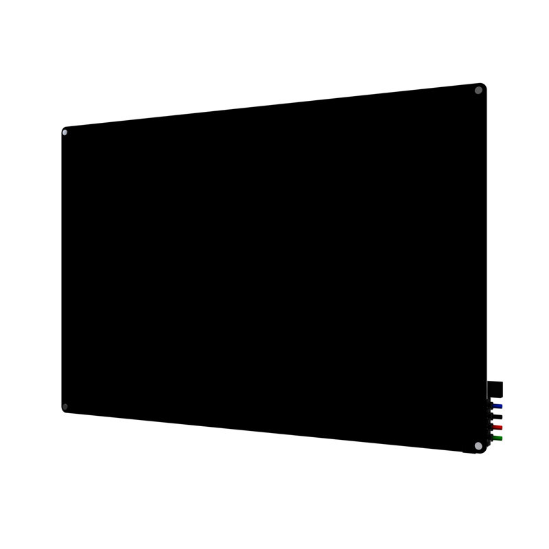 Harmony Wall Mounted Magnetic Glass Board, 48" x 60", Black