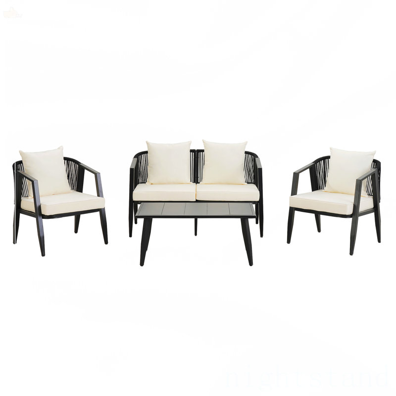 Durable And Comfortable Outdoor Seating Set, Beige/Black